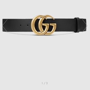 Leather belt with Double G buckle